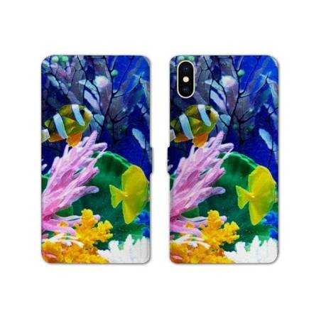 Housse cuir portefeuille Samsung Galaxy A10 Fond marin