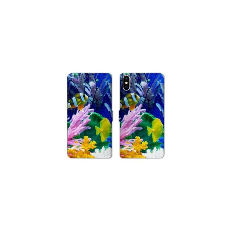 Housse cuir portefeuille Samsung Galaxy A10 Fond marin