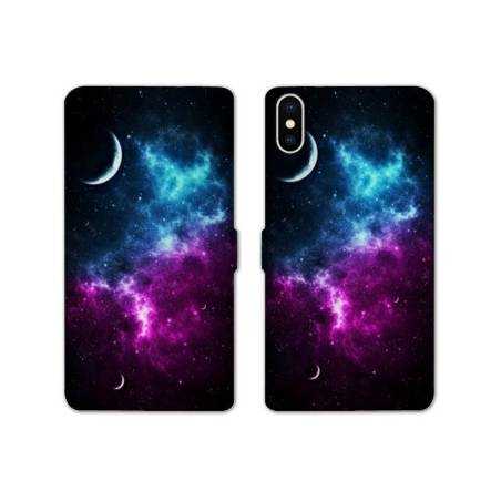 Housse cuir portefeuille Samsung Galaxy A10 Univers Bleu violet
