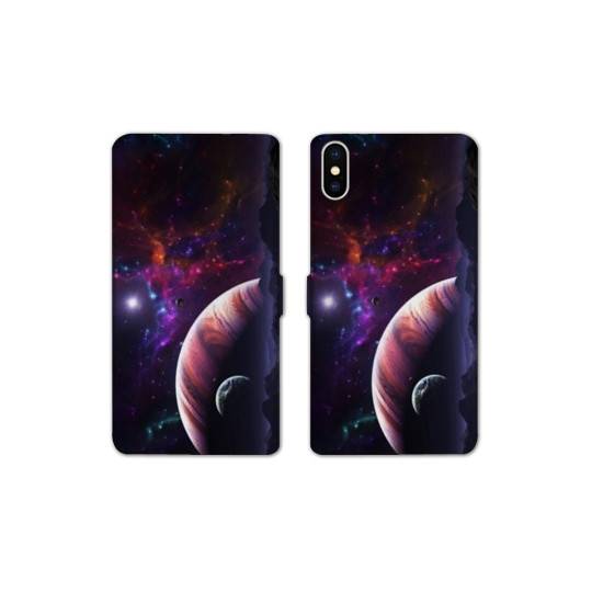 Housse cuir portefeuille Samsung Galaxy A10 Planete rouge