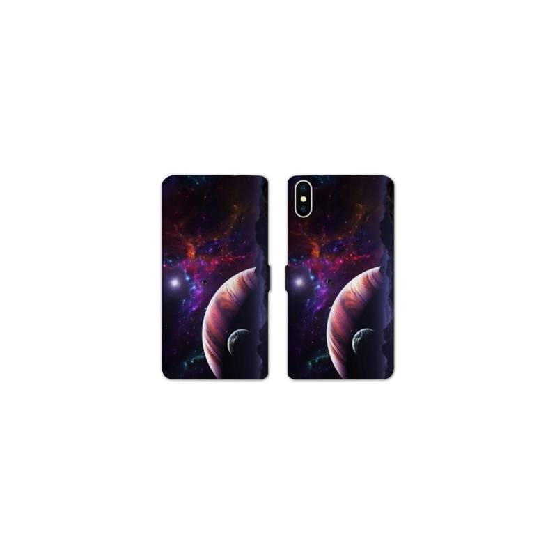 Housse cuir portefeuille Samsung Galaxy A10 Planete rouge