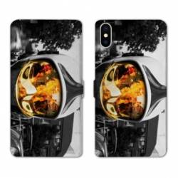 Housse cuir portefeuille Samsung Galaxy A10 pompier casque feu