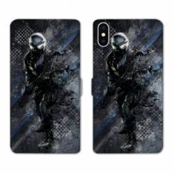 Housse cuir portefeuille Samsung Galaxy A10 police swat