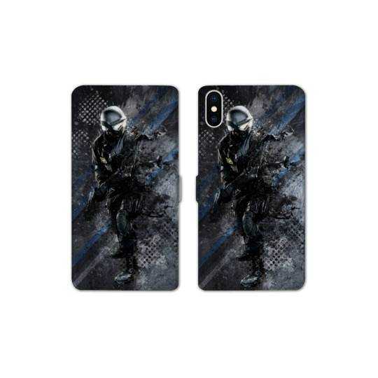 Housse cuir portefeuille Samsung Galaxy A10 police swat