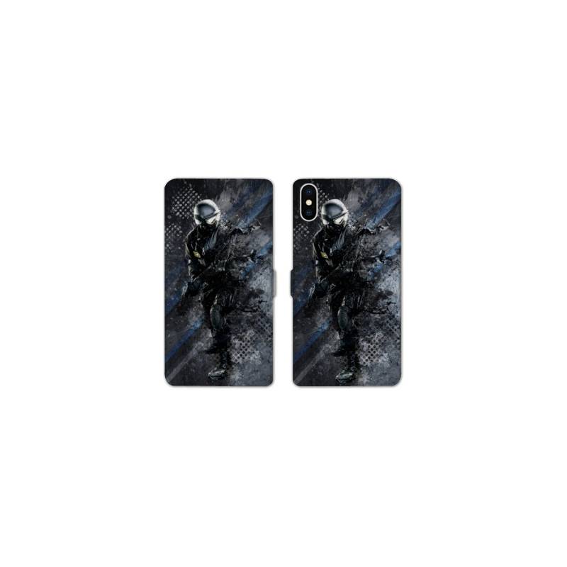 Housse cuir portefeuille Samsung Galaxy A10 police swat