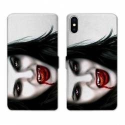 Housse cuir portefeuille Samsung Galaxy A10 Vampire blanc