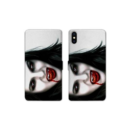 Housse cuir portefeuille Samsung Galaxy A10 Vampire blanc