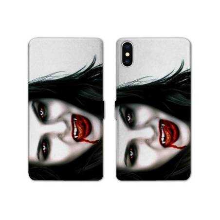 Housse cuir portefeuille Samsung Galaxy A10 Vampire blanc