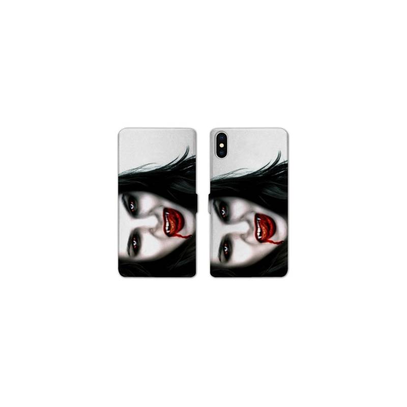 Housse cuir portefeuille Samsung Galaxy A10 Vampire blanc