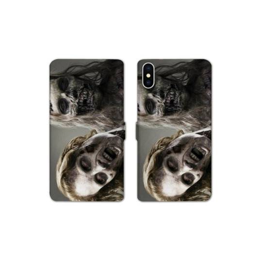 Housse cuir portefeuille Samsung Galaxy A10 Zombie blanc