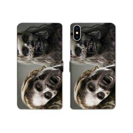 Housse cuir portefeuille Samsung Galaxy A10 Zombie blanc