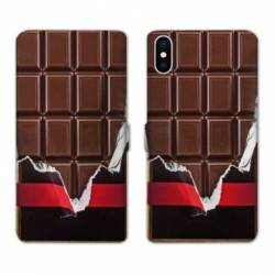Housse cuir portefeuille Samsung Galaxy A10 Trompe œil chocolat