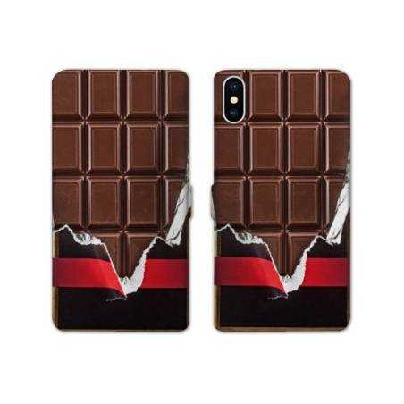 Housse cuir portefeuille Samsung Galaxy A10 Trompe œil chocolat