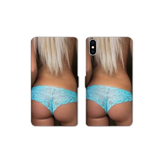 Housse cuir portefeuille Samsung Galaxy A10 Sexy tanga bleu