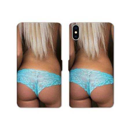 Housse cuir portefeuille Samsung Galaxy A10 Sexy tanga bleu