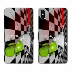 Housse cuir portefeuille Samsung Galaxy A10 Damier