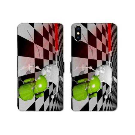 Housse cuir portefeuille Samsung Galaxy A10 Damier