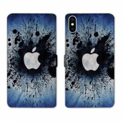 Housse cuir portefeuille Samsung Galaxy A10 Pomme éclaboussure