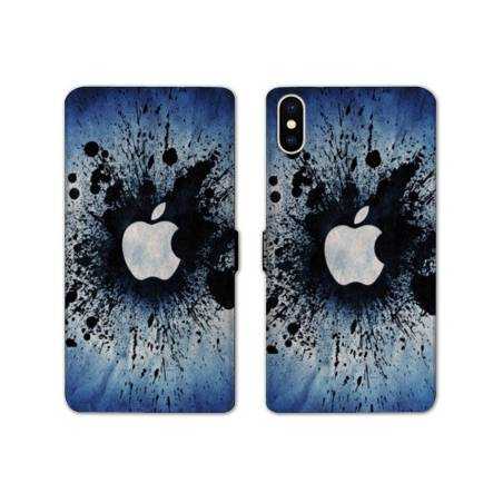 Housse cuir portefeuille Samsung Galaxy A10 Pomme éclaboussure