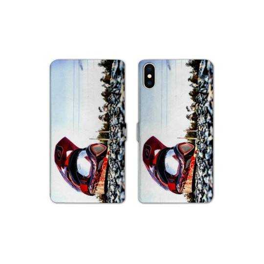 Housse cuir portefeuille Samsung Galaxy A10 Moto Casque Cross