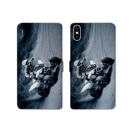 Housse cuir portefeuille Samsung Galaxy A10 Moto Quad