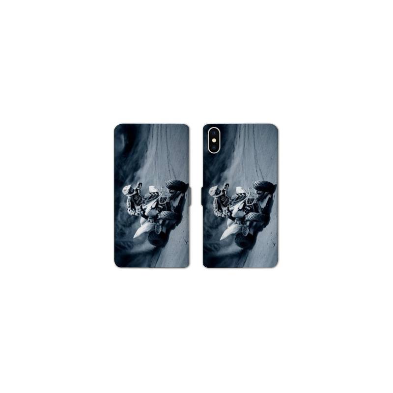 Housse cuir portefeuille Samsung Galaxy A10 Moto Quad