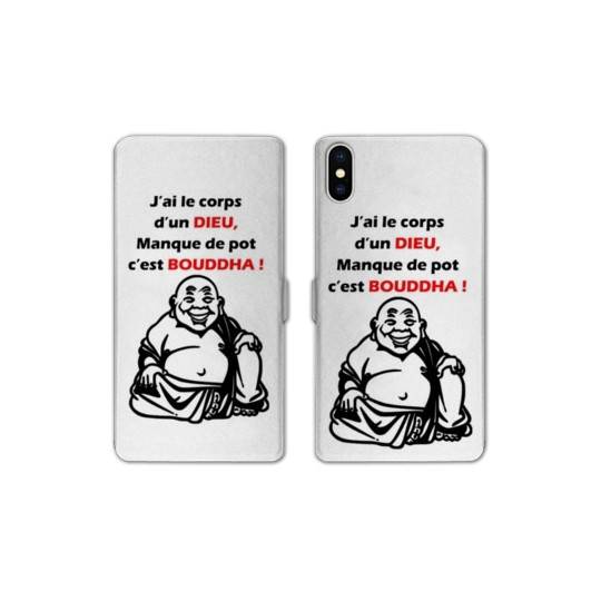 Housse cuir portefeuille Samsung Galaxy A10 Humour Bouddha