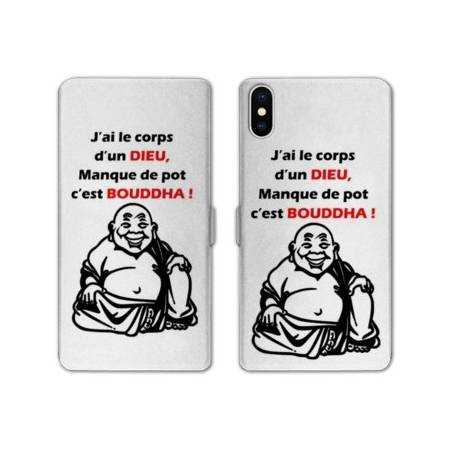 Housse cuir portefeuille Samsung Galaxy A10 Humour Bouddha