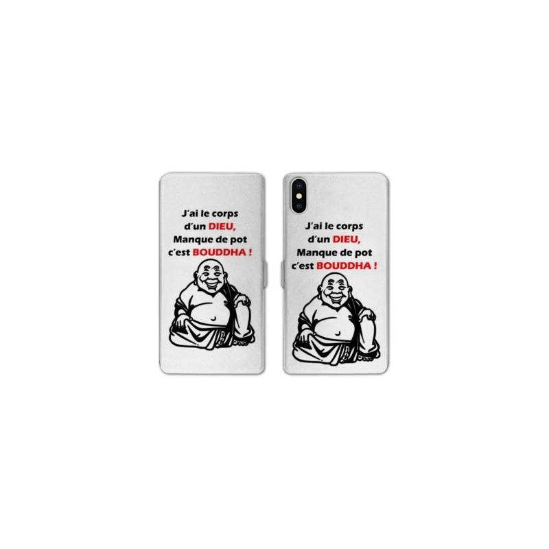Housse cuir portefeuille Samsung Galaxy A10 Humour Bouddha