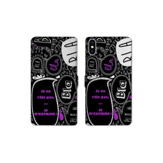 Housse cuir portefeuille Samsung Galaxy A10 Humour je rale