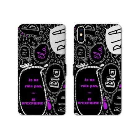 Housse cuir portefeuille Samsung Galaxy A10 Humour je rale