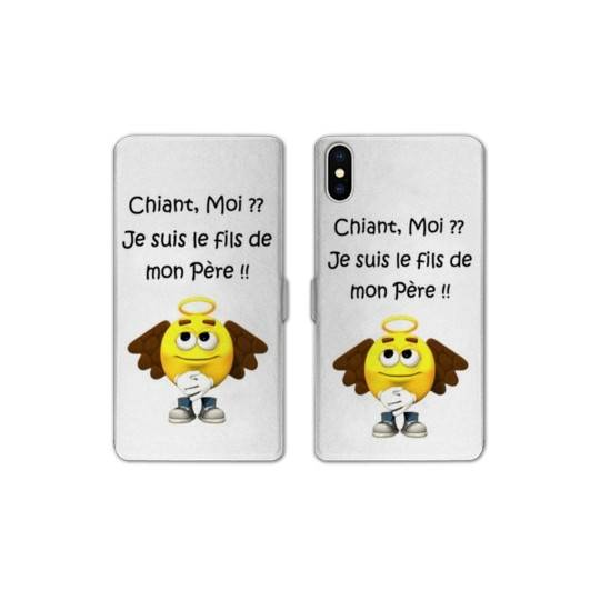 Housse cuir portefeuille Samsung Galaxy A10 Humour Moi chiant