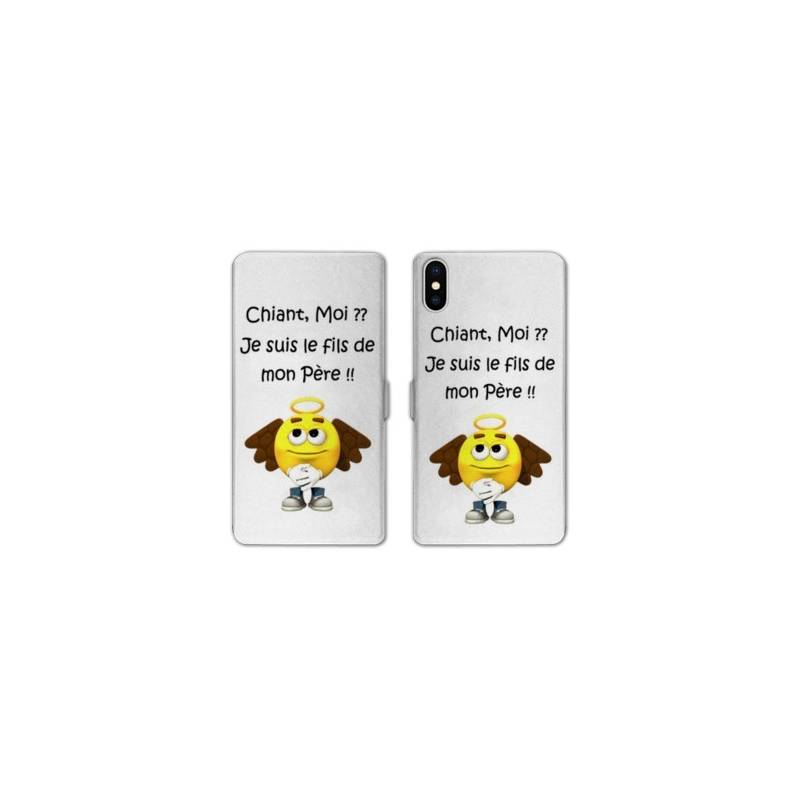 Housse cuir portefeuille Samsung Galaxy A10 Humour Moi chiant