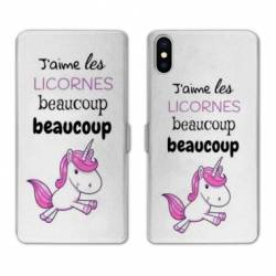 Housse cuir portefeuille Samsung Galaxy A10 Decale licorne