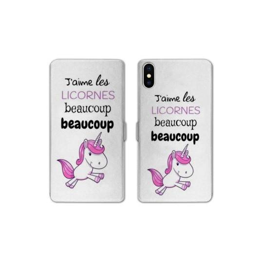 Housse cuir portefeuille Samsung Galaxy A10 Decale licorne