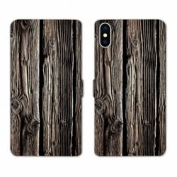 Housse cuir portefeuille Samsung Galaxy A10 Texture bois