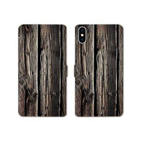 Housse cuir portefeuille Samsung Galaxy A10 Texture bois