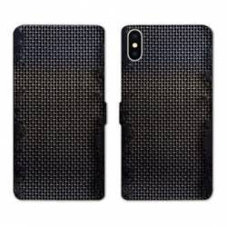 Housse cuir portefeuille Samsung Galaxy A10 Texture metal