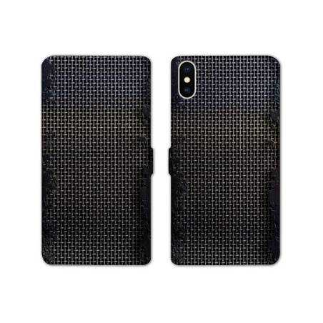 Housse cuir portefeuille Samsung Galaxy A10 Texture metal