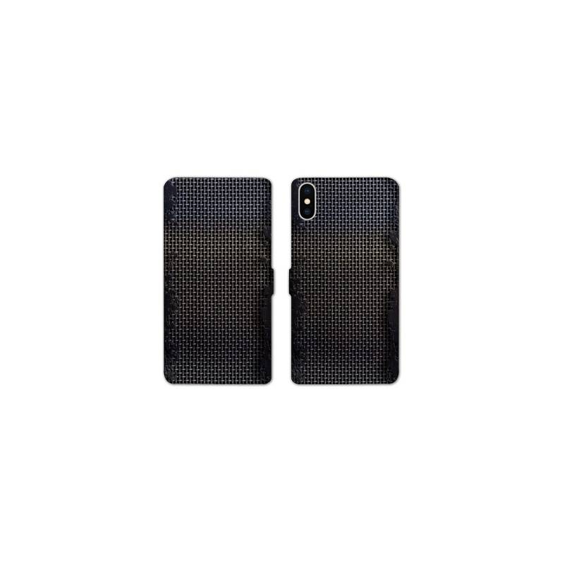 Housse cuir portefeuille Samsung Galaxy A10 Texture metal