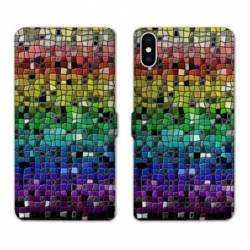 Housse cuir portefeuille Samsung Galaxy A10 Texture mosaique