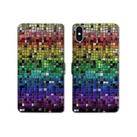 Housse cuir portefeuille Samsung Galaxy A10 Texture mosaique