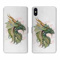 Housse cuir portefeuille Samsung Galaxy A10 Ethniques Dragon Color