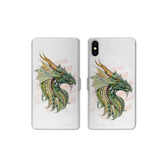 Housse cuir portefeuille Samsung Galaxy A10 Ethniques Dragon Color