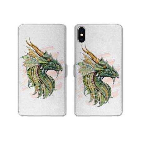 Housse cuir portefeuille Samsung Galaxy A10 Ethniques Dragon Color