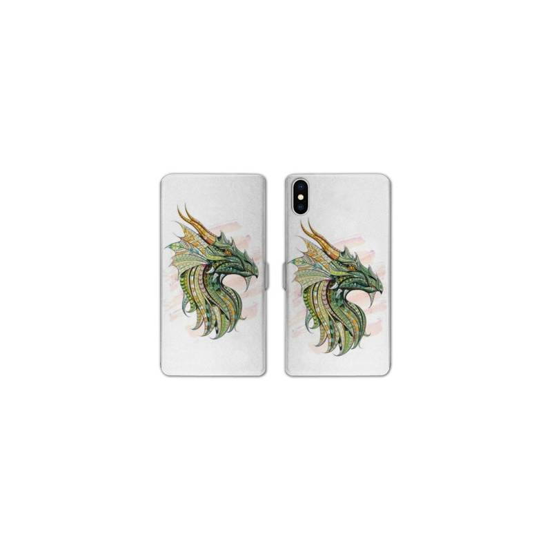 Housse cuir portefeuille Samsung Galaxy A10 Ethniques Dragon Color