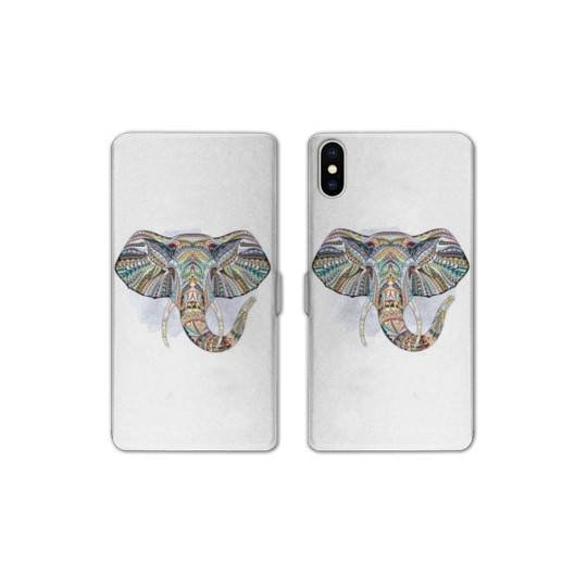 Housse cuir portefeuille Samsung Galaxy A10 Ethniques Elephant Color B
