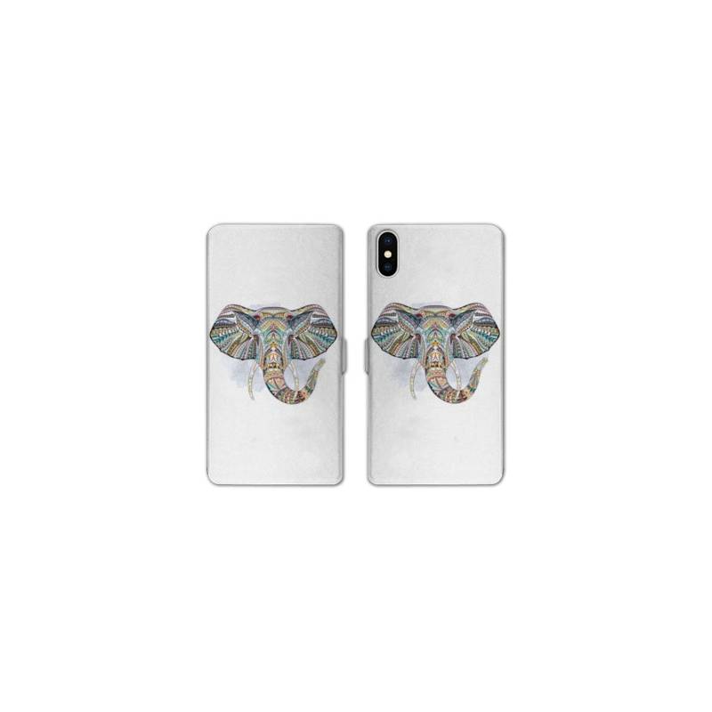 Housse cuir portefeuille Samsung Galaxy A10 Ethniques Elephant Color B