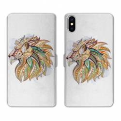 Housse cuir portefeuille Samsung Galaxy A10 Ethniques Lion