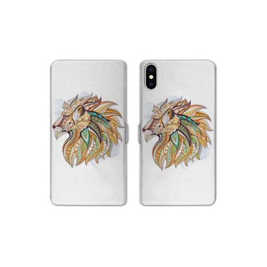 Housse cuir portefeuille Samsung Galaxy A10 Ethniques Lion